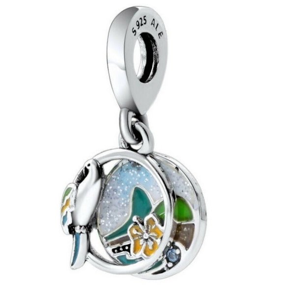 New Silver PANDORA Love Brazil Beach fun Parrot Charm #798919C01 - Picture 1 of 4